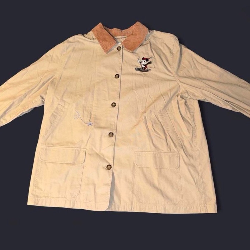 Unisex Vintage Mickey Trench Coat with Embroidered Detail